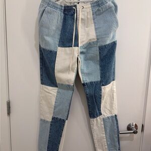 PacSun Patchwork Blue and White Jeans